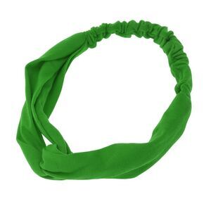 Simple Solid Elastic Cross Headwrap Grass Green